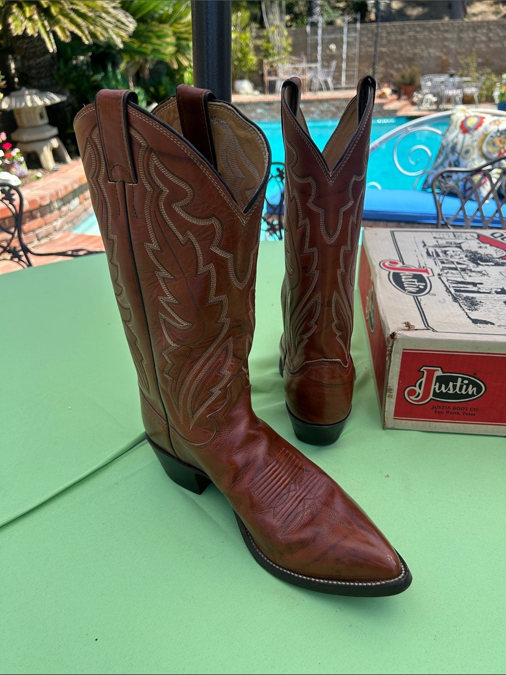 Justin Boots Brown Leather Western Cowboy Boots